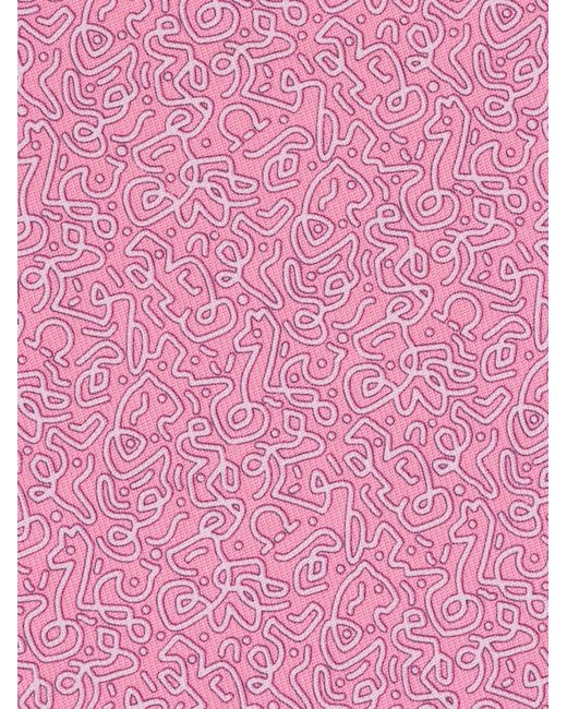Ferragamo Pink Men Embroidered Print Silk Tie for men