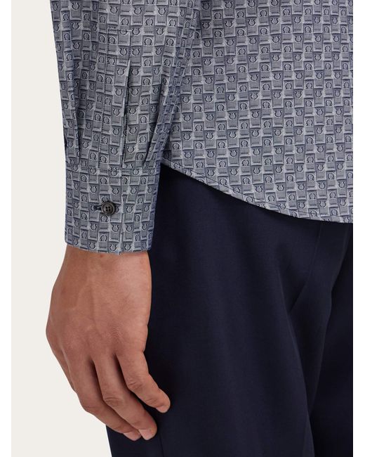 Ferragamo Blue Monogram Shirt for men