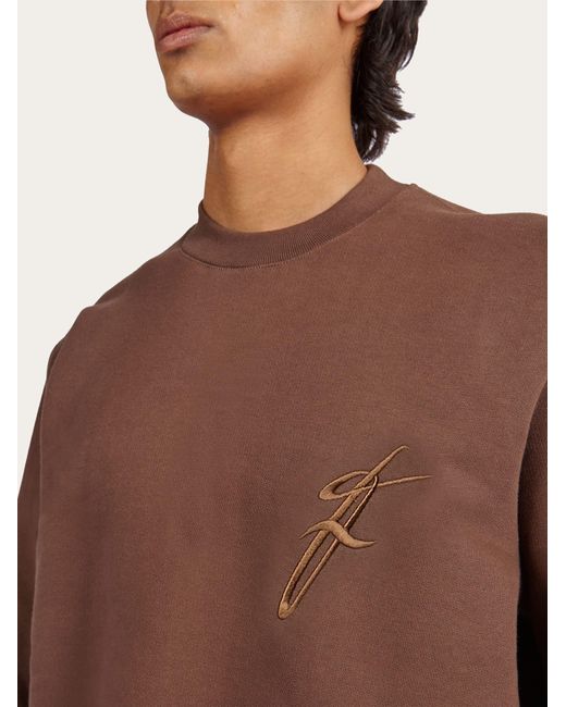 Ferragamo Brown Round Neck Sweater for men