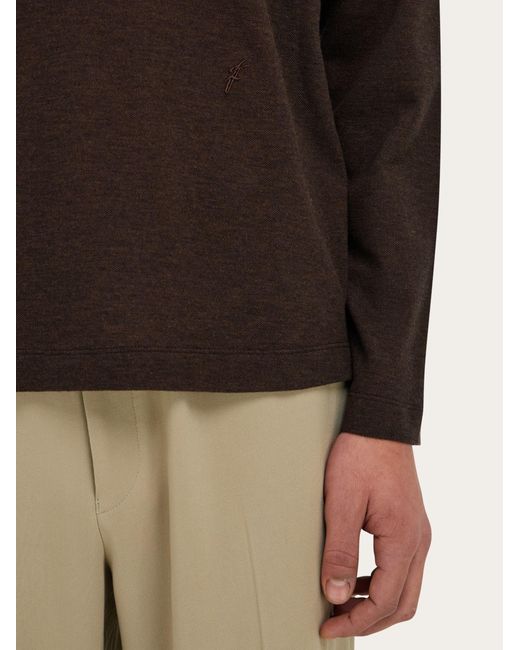 Uomo Polo A Manica Lunga di Ferragamo in Black da Uomo