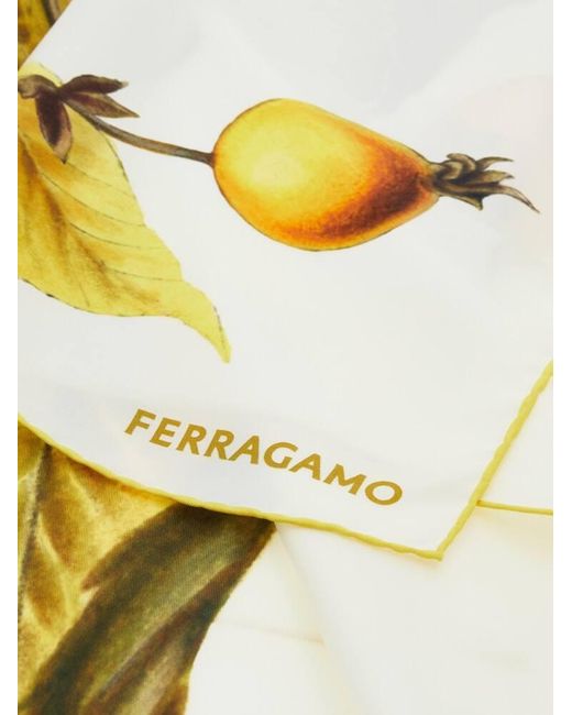 Ferragamo Metallic Women Botanical Print Silk Foulard
