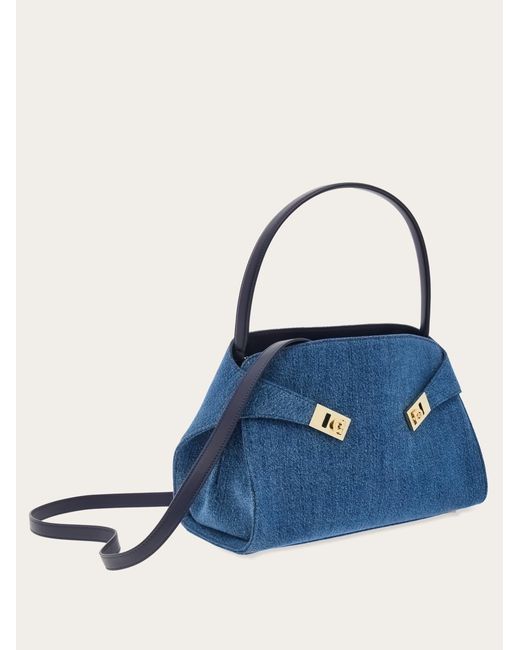 Ferragamo Blue Hug Soft Shoulder Bag (M)