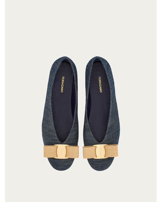 Ferragamo Blue Vara Bow Ballet Flat .5