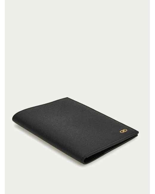 Ferragamo Black Gancini Passport Holder for men
