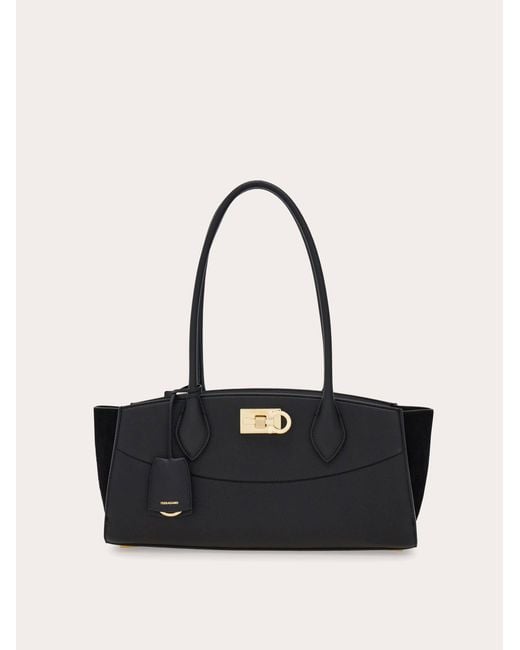 Ferragamo Black New Studio Soft Bag East West (M)