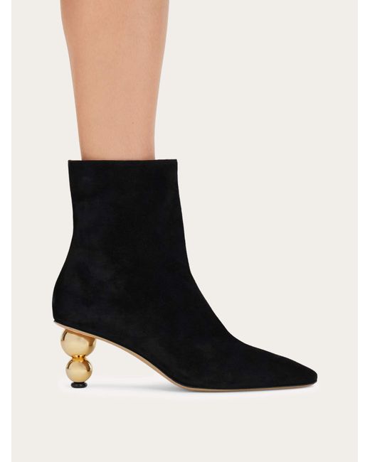 Ferragamo Black Spherical Heel Ankle Boot