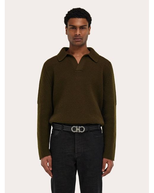 Ferragamo Black Gancini Stretch Belt for men