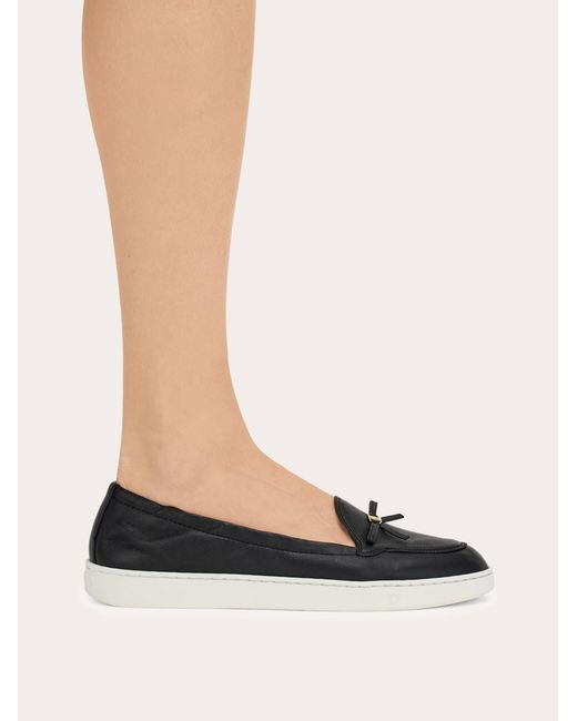 Ferragamo White Flexible Loafer With Mini Bow