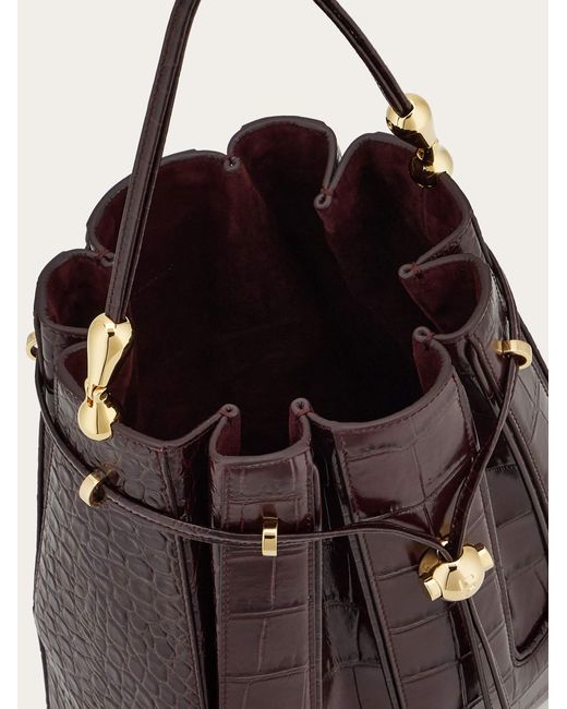 Ferragamo Purple Bucket Bag With Inlays (m)