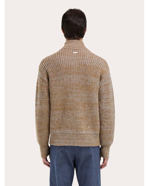 Ferragamo Brown High Neck Cardigan for men
