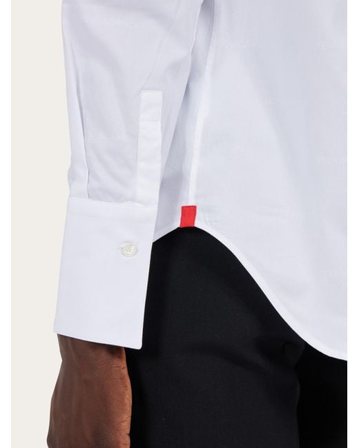 Ferragamo White Long Sleeved Sports Shirt for men