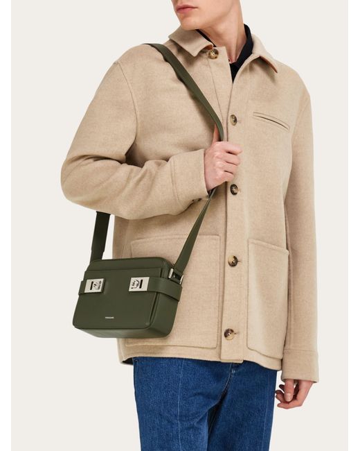 Ferragamo Green Hug Buckle Messenger Bag for men