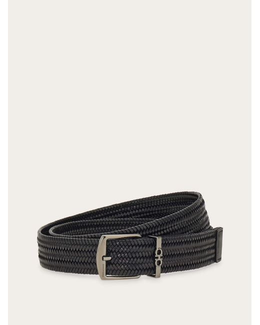 Ferragamo Black Woven Belt for men
