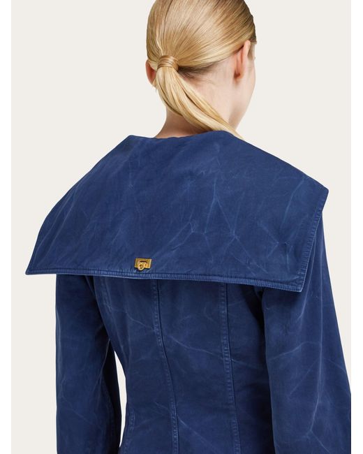 Ferragamo Blue Washed Gabardine Dress