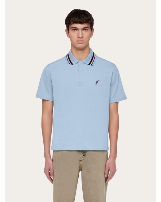 Ferragamo Herren Polohemd Aus Bio-Baumwolle in Blue für Herren