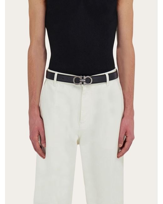Ferragamo White Reversible And Adjustable Gancini Belt for men