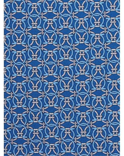 Ferragamo Blue Circle Print Silk Tie for men