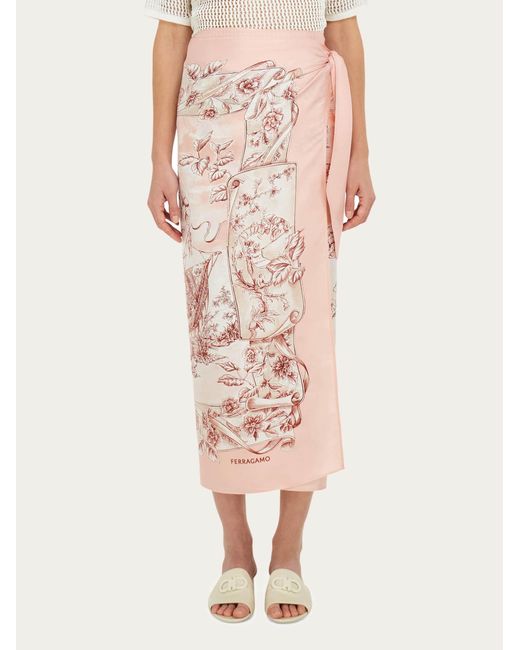 Ferragamo Pink Voyage Print Silk Sarong