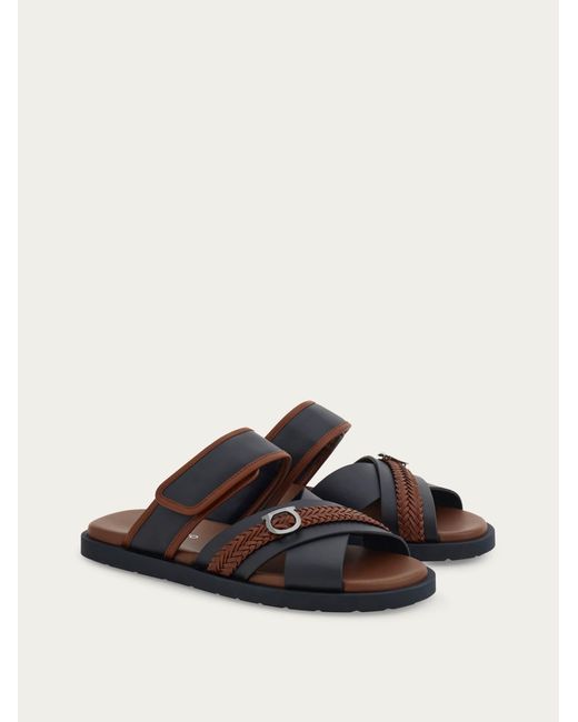 Ferragamo White Gancini Ornament Sandal for men