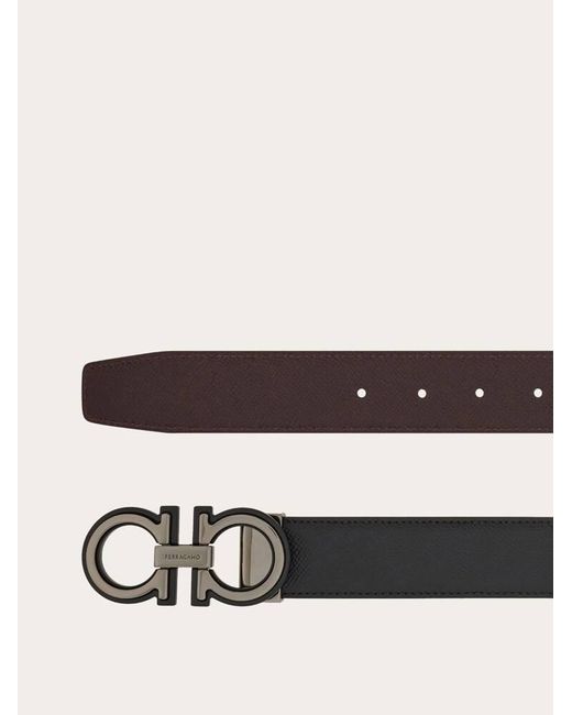 Ferragamo White Reversible And Adjustable Gancini Belt for men