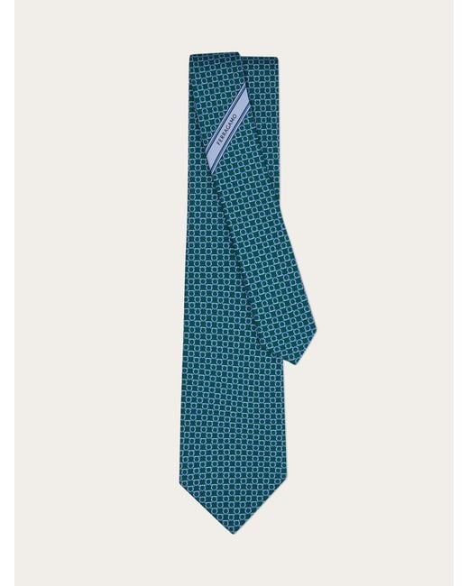 Ferragamo Blue Link Print Silk Tie for men