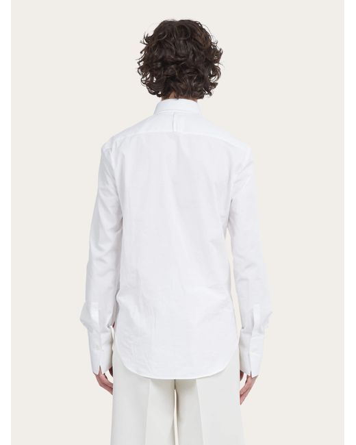 Ferragamo White Cotton Stretch Shirt for men