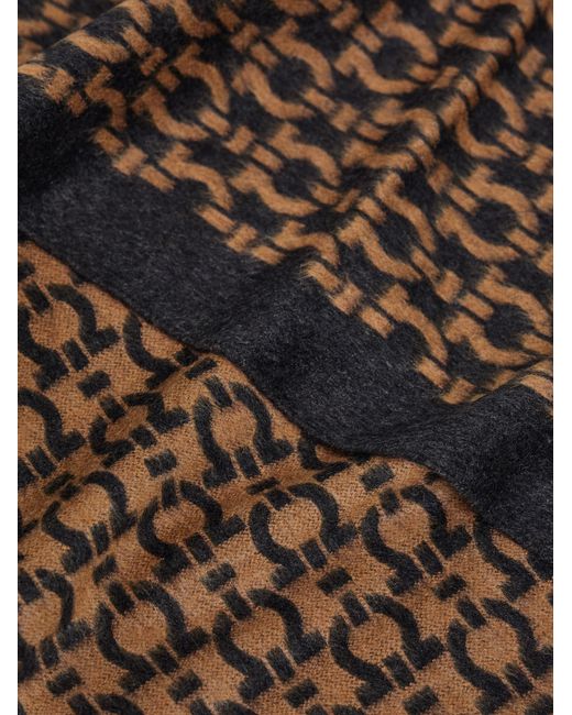 Ferragamo Brown Gancini Silk Scarf for men