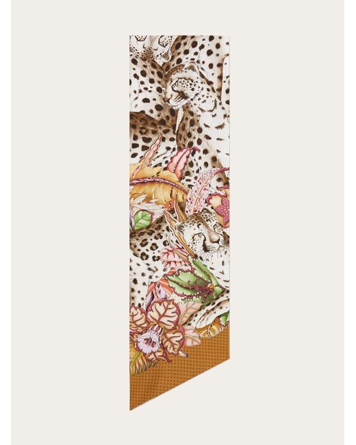 Ferragamo White Cheetahs Print Silk Bandeau