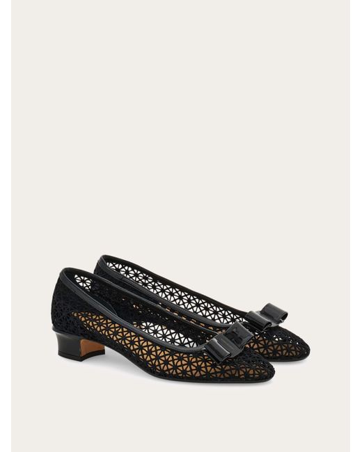 Ferragamo Black Macramé Vara Bow Pump