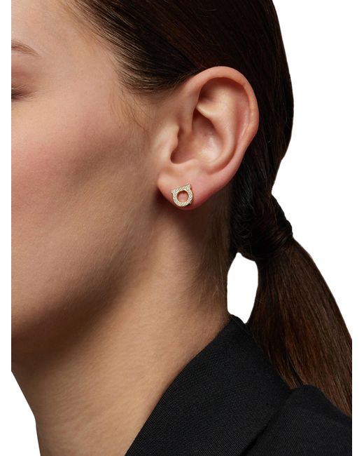 Ferragamo Metallic Stud Strass Earrings