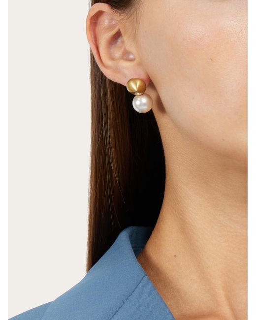 Ferragamo Natural Earrings With Bead Pendant