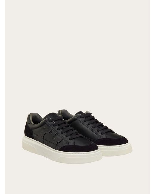 Ferragamo White Low-Top Sneaker With Gancini Detail for men