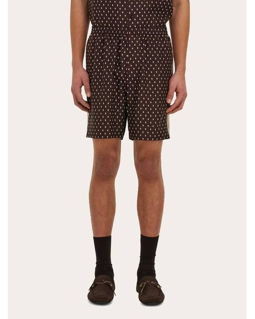 Ferragamo Brown Silk Bermuda Shorts for men