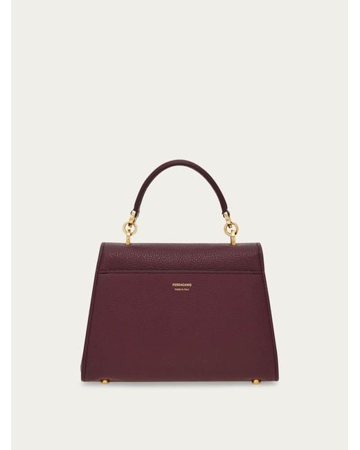 Ferragamo Purple Double Gancini Top Handle (Xs)