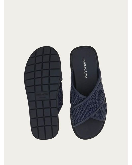 Ferragamo Blue Gancini Ornament Sandal .5 for men