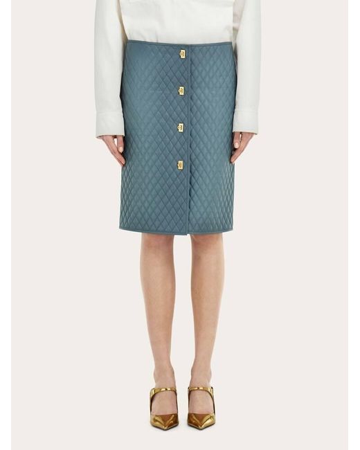 Ferragamo Blue Quilted Nappa Skirt