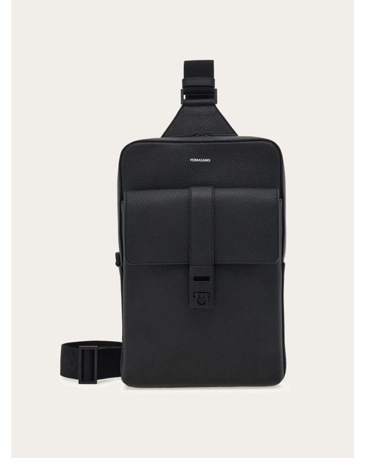 Ferragamo Black Hug Buckle Slingbag for men