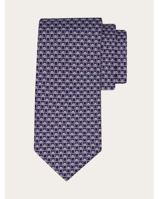 Ferragamo Blue Tournament Print Silk Tie for men