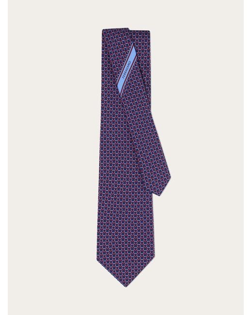 Ferragamo Purple Link Print Silk Tie for men