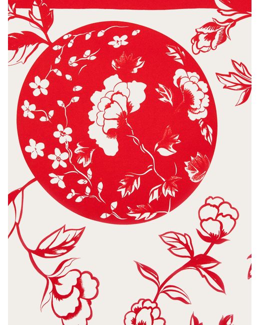 Ferragamo Red Dragon Print Silk Foulard