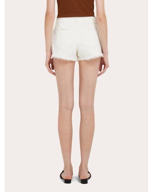 Ferragamo Natural Denim Shorts With Frayed Detail