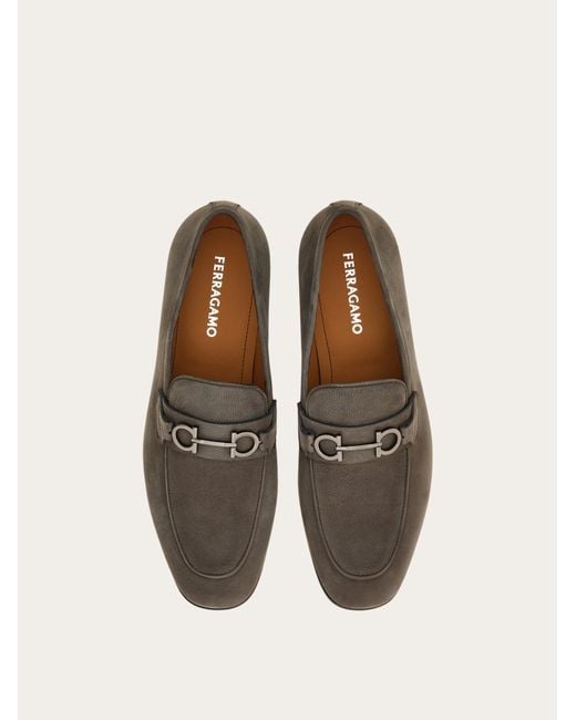 Ferragamo Gray Moccasin With Gancini Ornament .5 for men