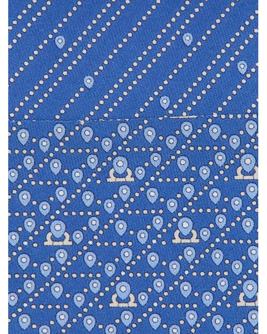 Ferragamo Blue Tag Print Silk Tie for men