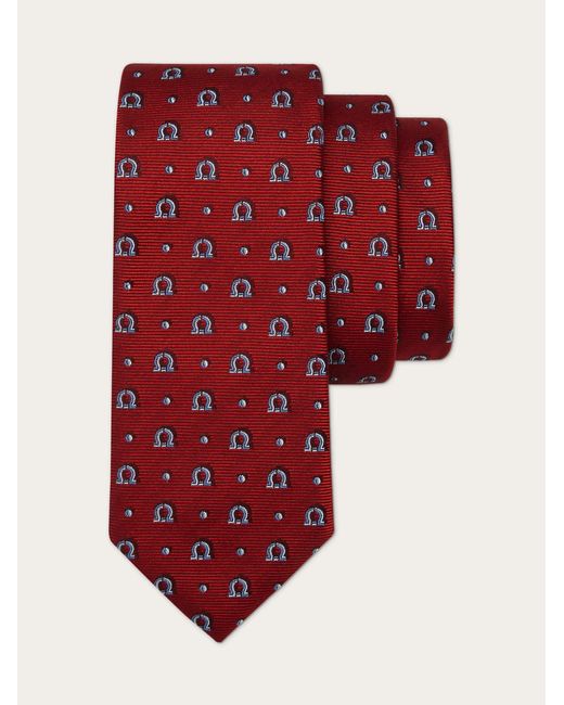 Ferragamo Red Gancini Jacquard Tie for men
