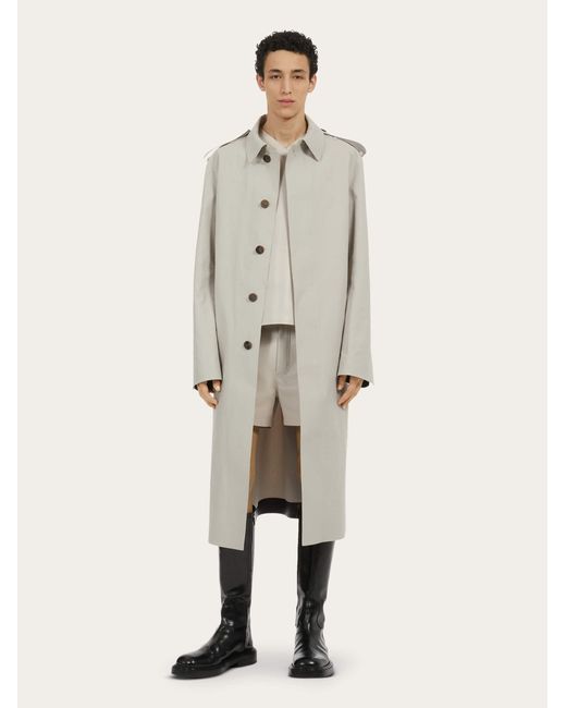 Ferragamo White Straight Cut Overcoat for men