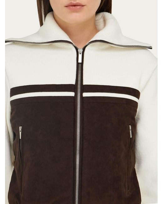 Ferragamo White Wool And Alcantara Blouson