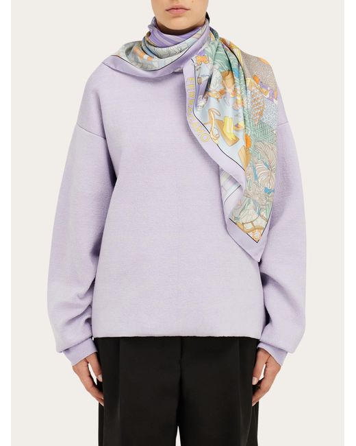 Ferragamo Blue Atelier Print Silk Scarf