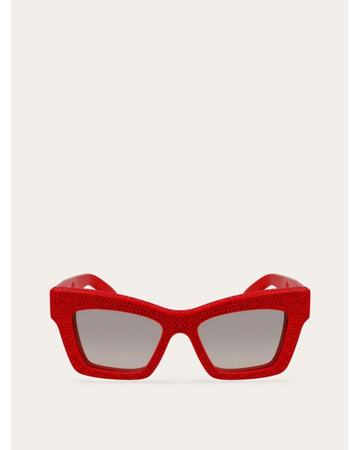 Ferragamo Red Rectangular Frame Sunglasses