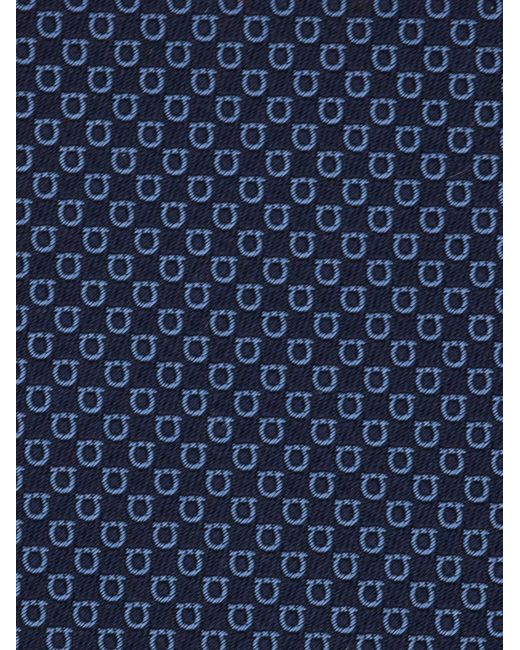 Ferragamo Blue Micro Gancini Print Silk Jacquard Tie for men