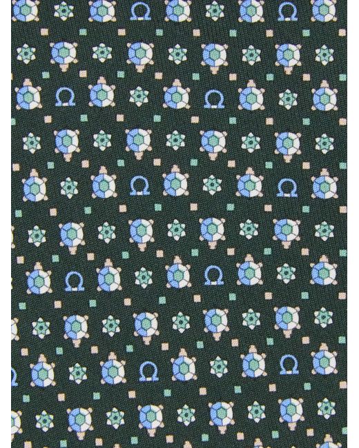 Ferragamo Herren Seidenkrawatte Mit Schildkrötenprint in Green für Herren